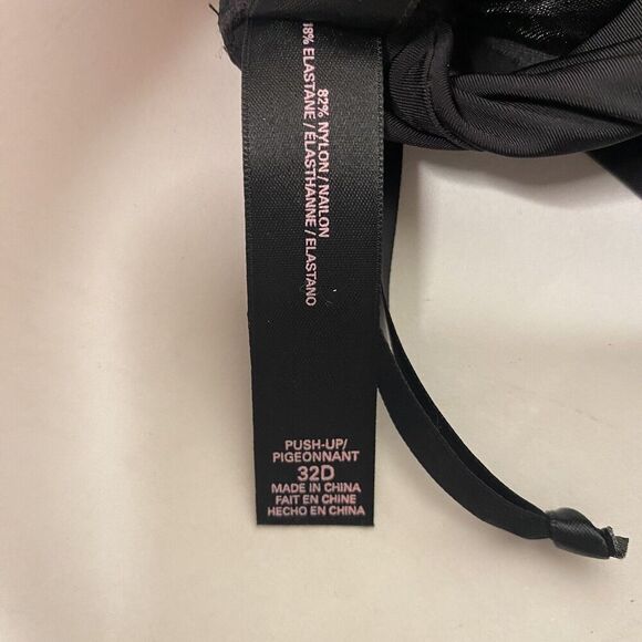 Victoria Secret Black PushUp Bra Size 32D Extra Strap Lightly Padded NEW - Picture 7 of 10
